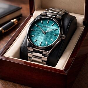 Invicta Men's Silver Watch with Teal Dial